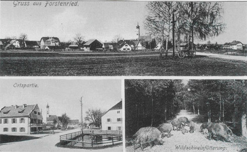 Ortspartie mit Dorfweiher 1909